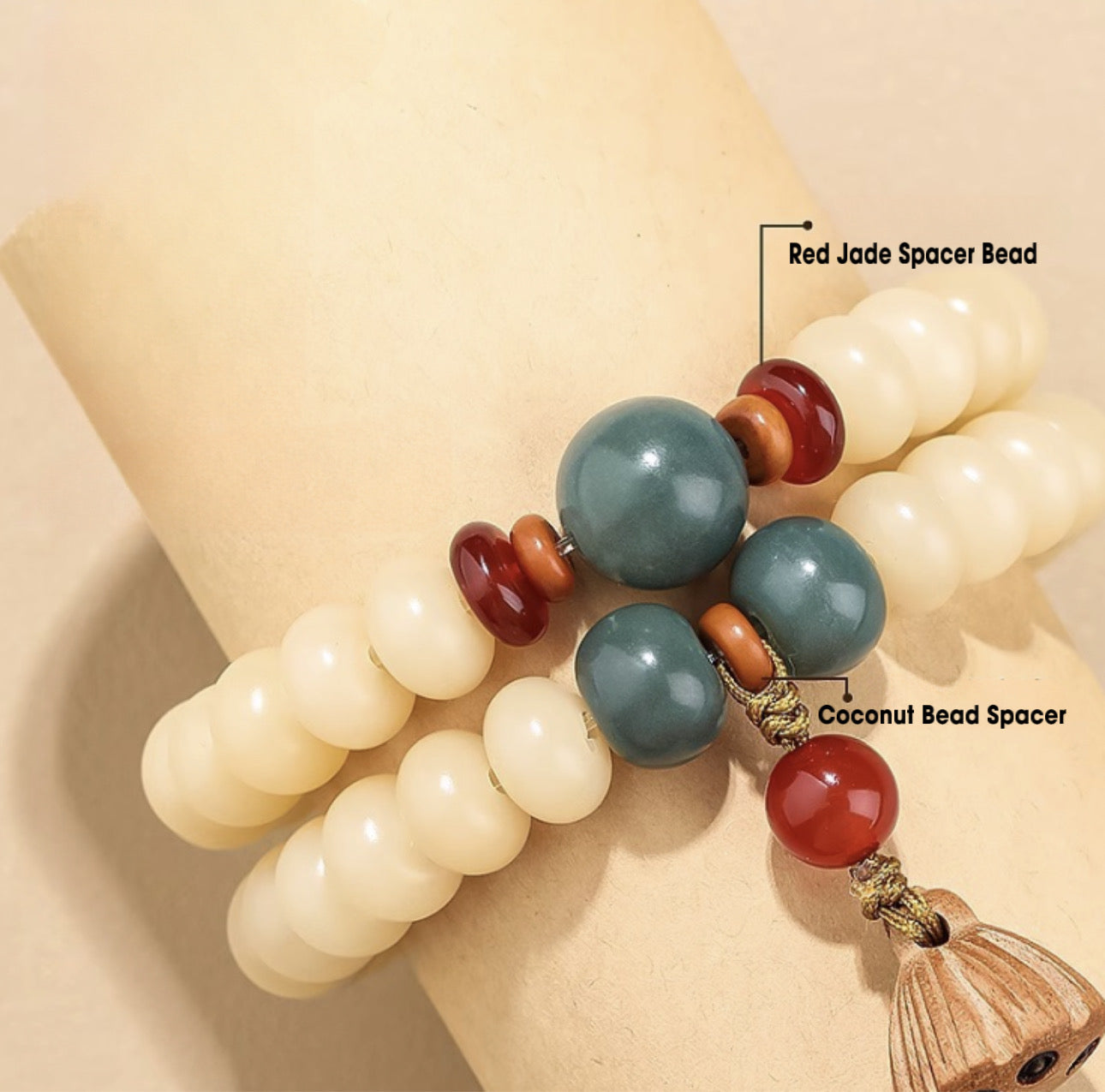 White Jade Bodhi Meditation Bracelet