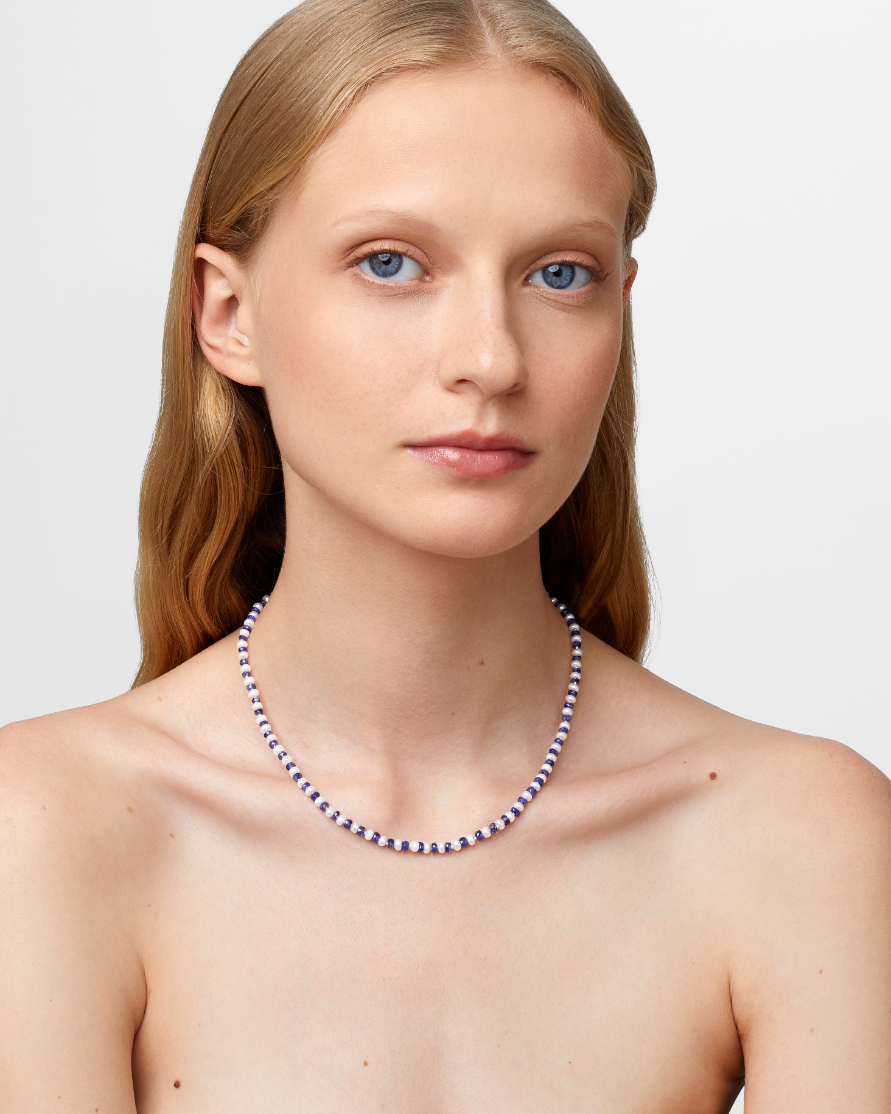 Celestial Tides Sapphire Pearl Necklace
