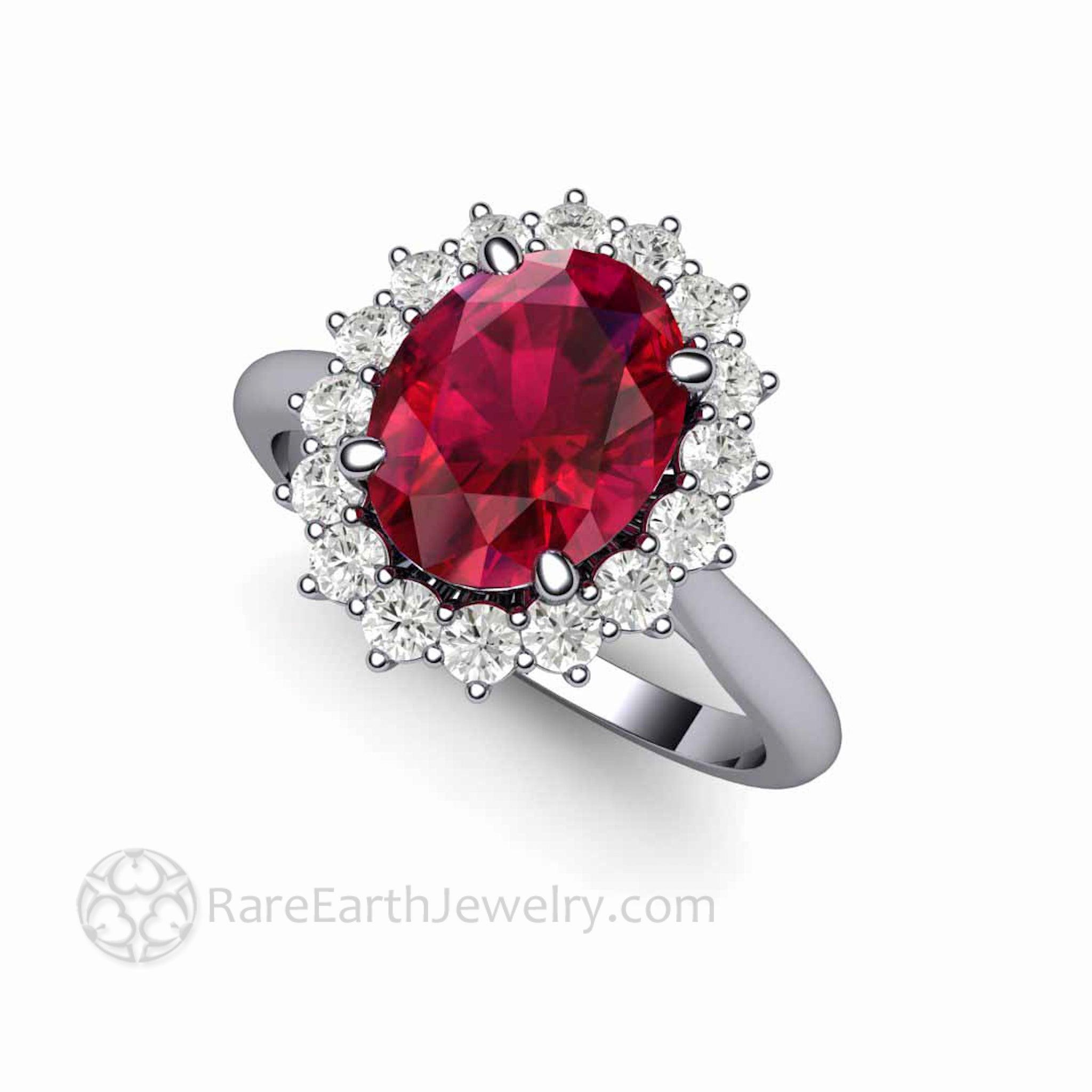 Ruby Ring Diamond Cluster