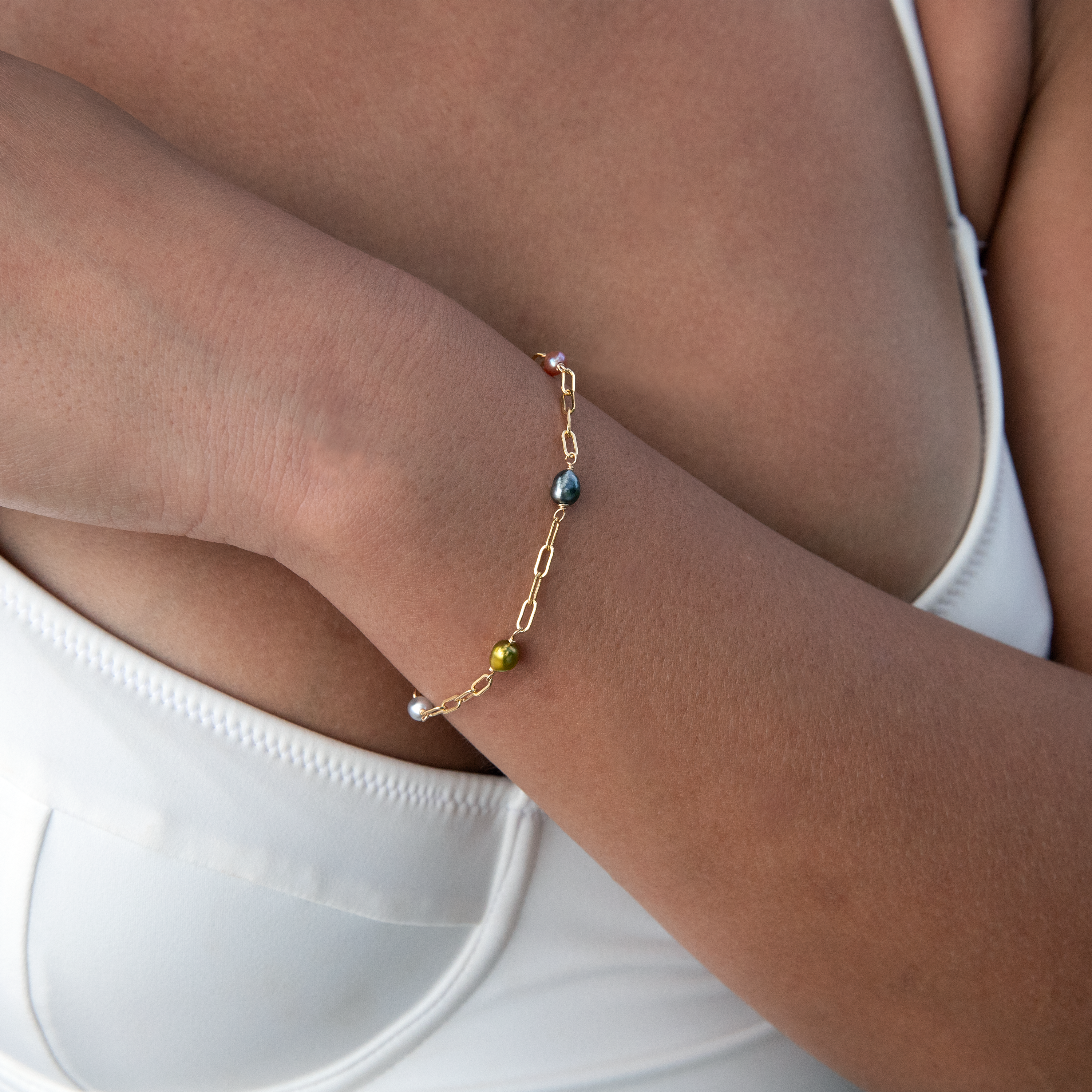 Two-Tone Keshi Pearl Bracelet