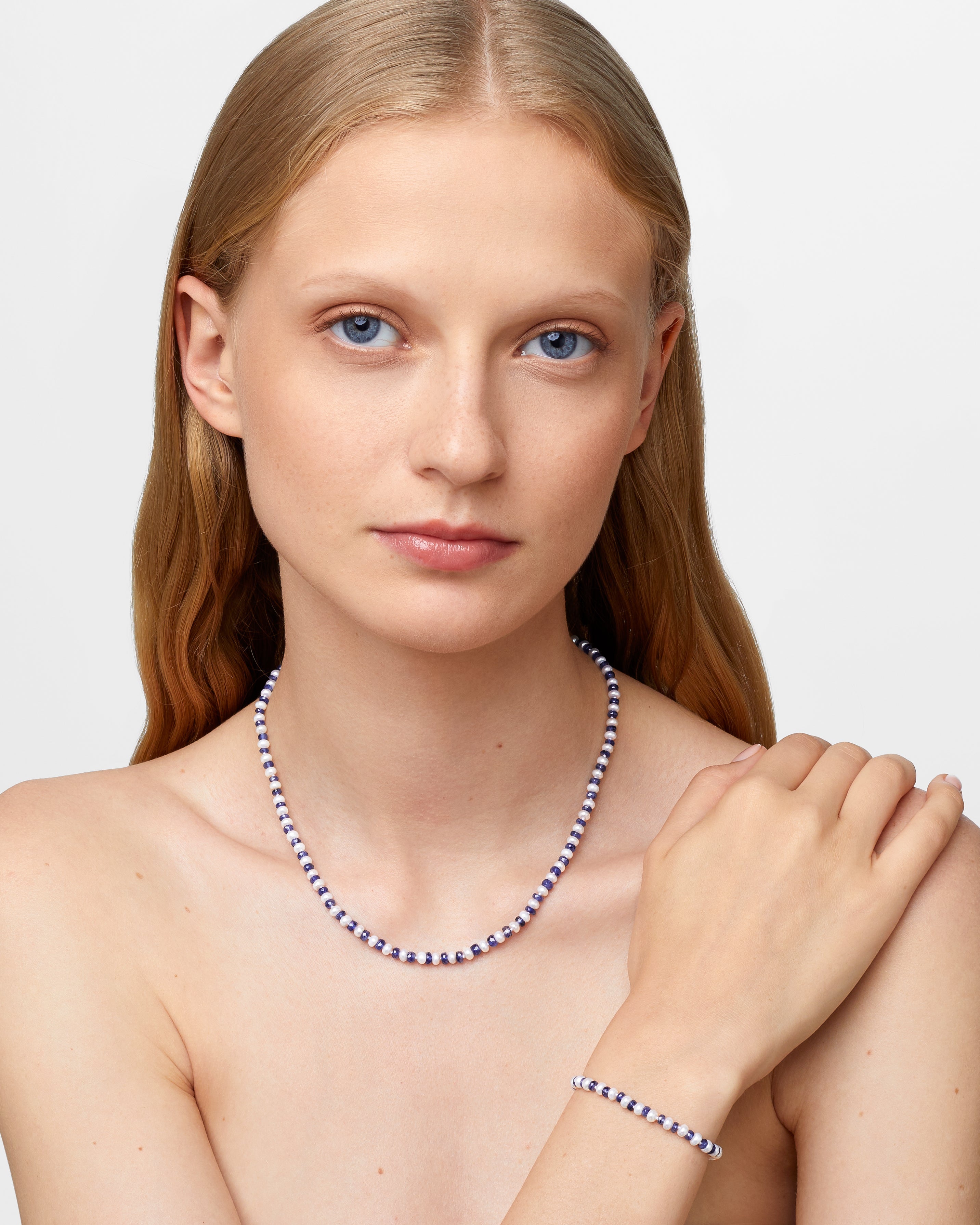 Celestial Tides Sapphire Pearl Necklace