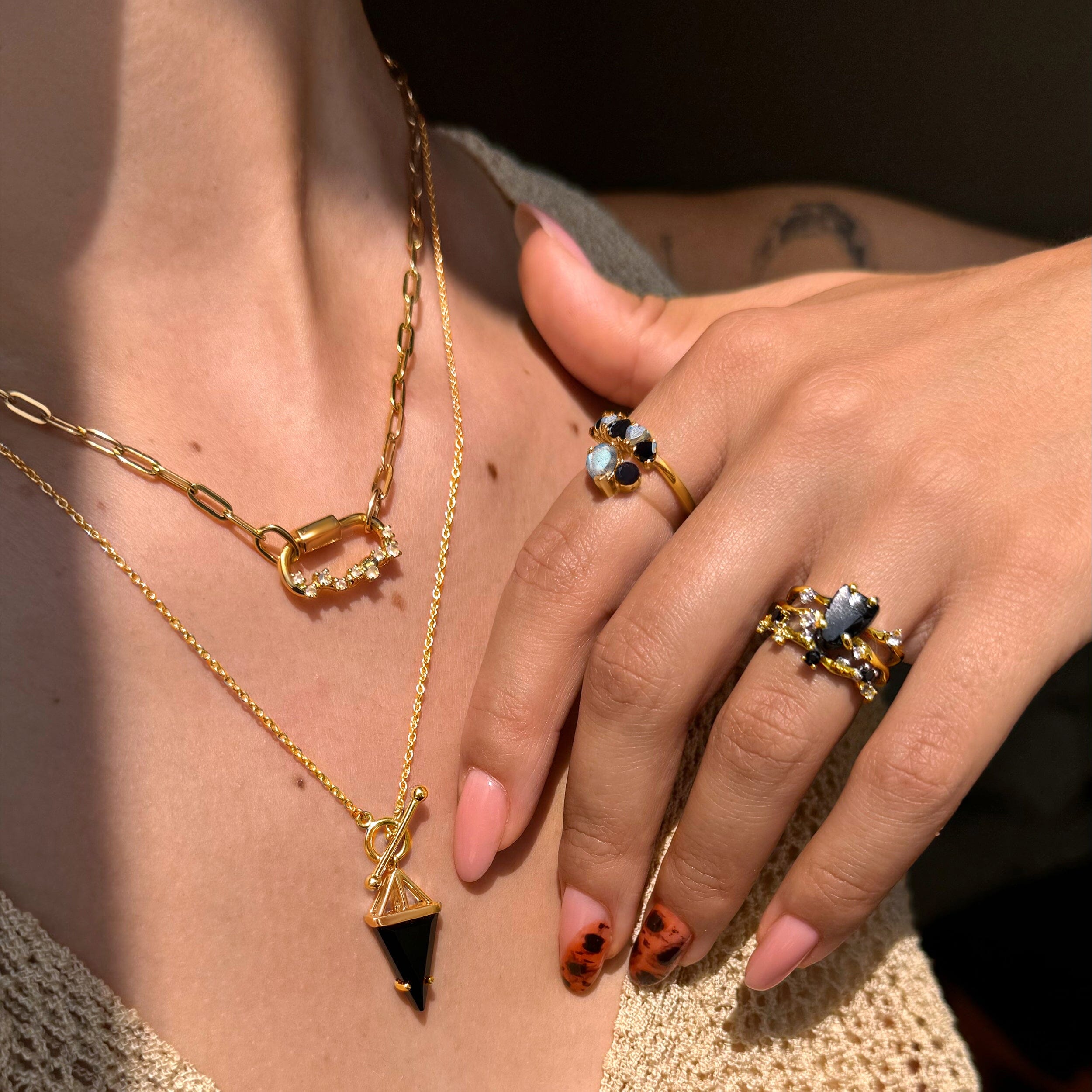 Black Onyx & Obsidian Dual Ring