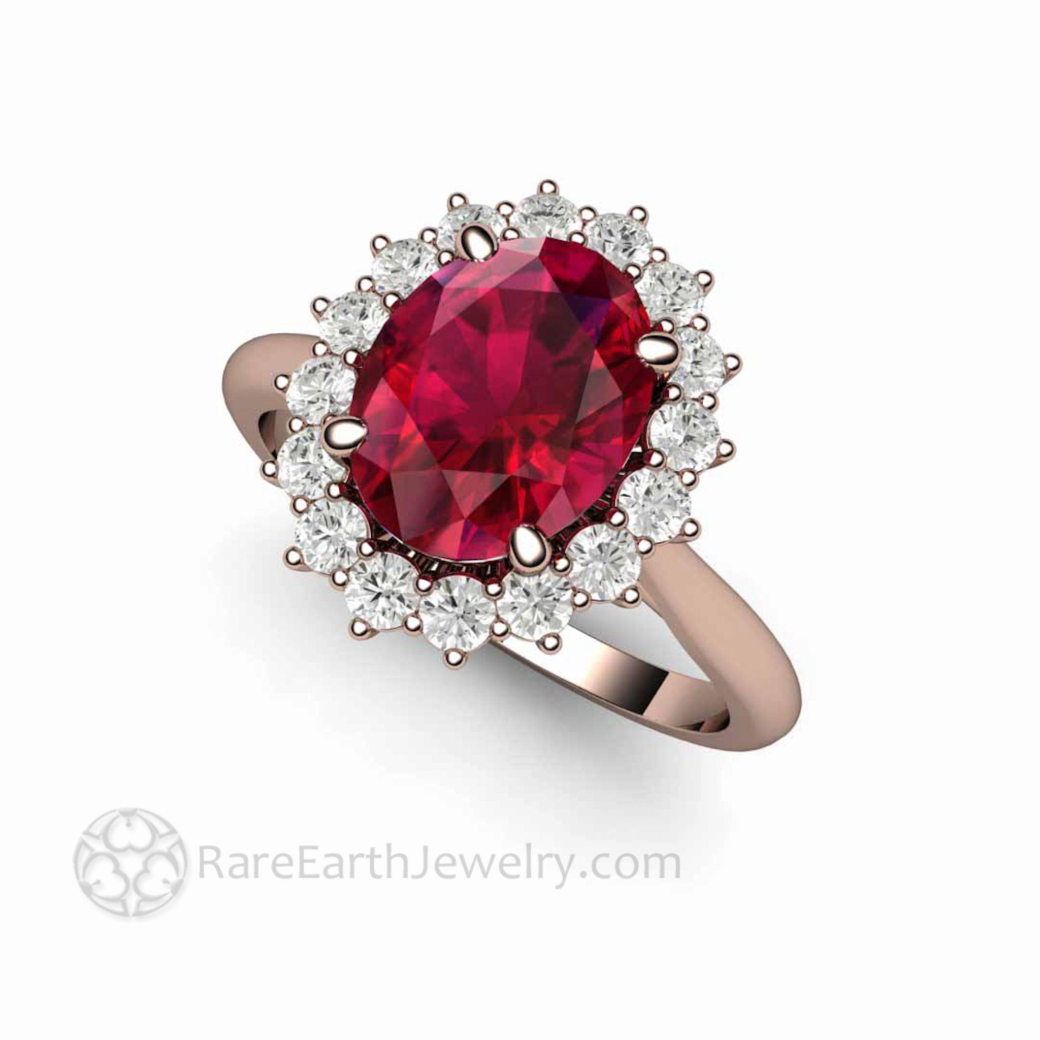 Ruby Ring Diamond Cluster