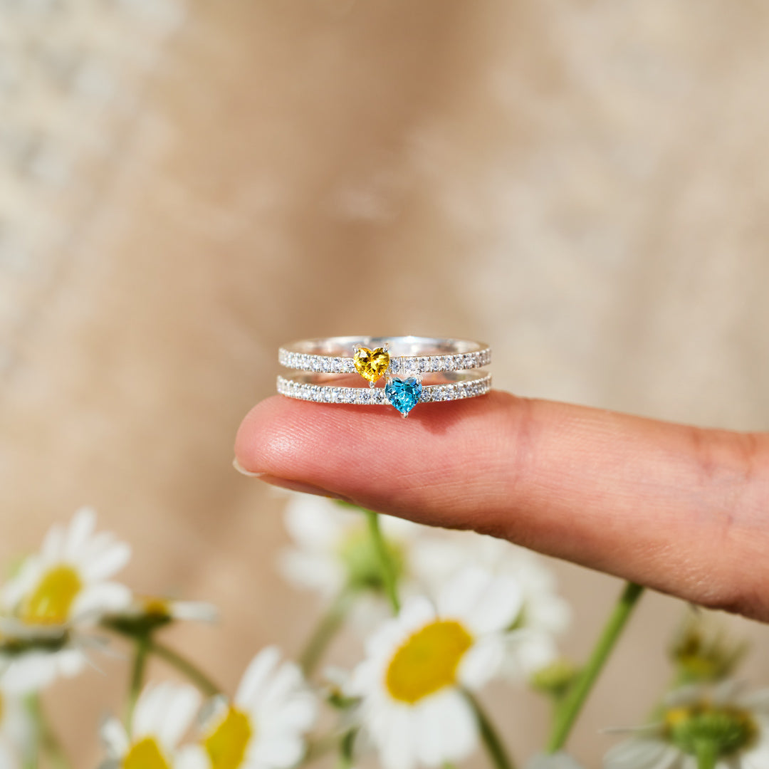 Heartfelt Birthstone Duo Ring