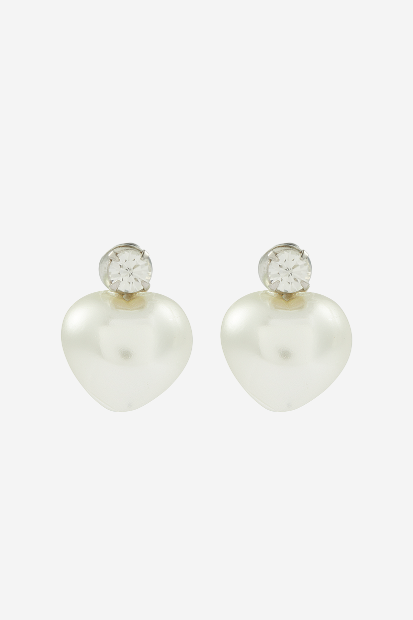 Lustrous Pearl Love Stud Earrings