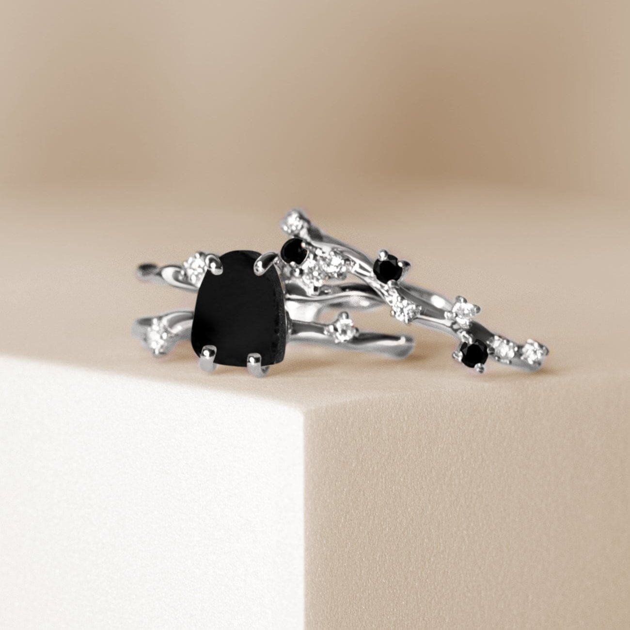 Black Onyx & Obsidian Dual Ring