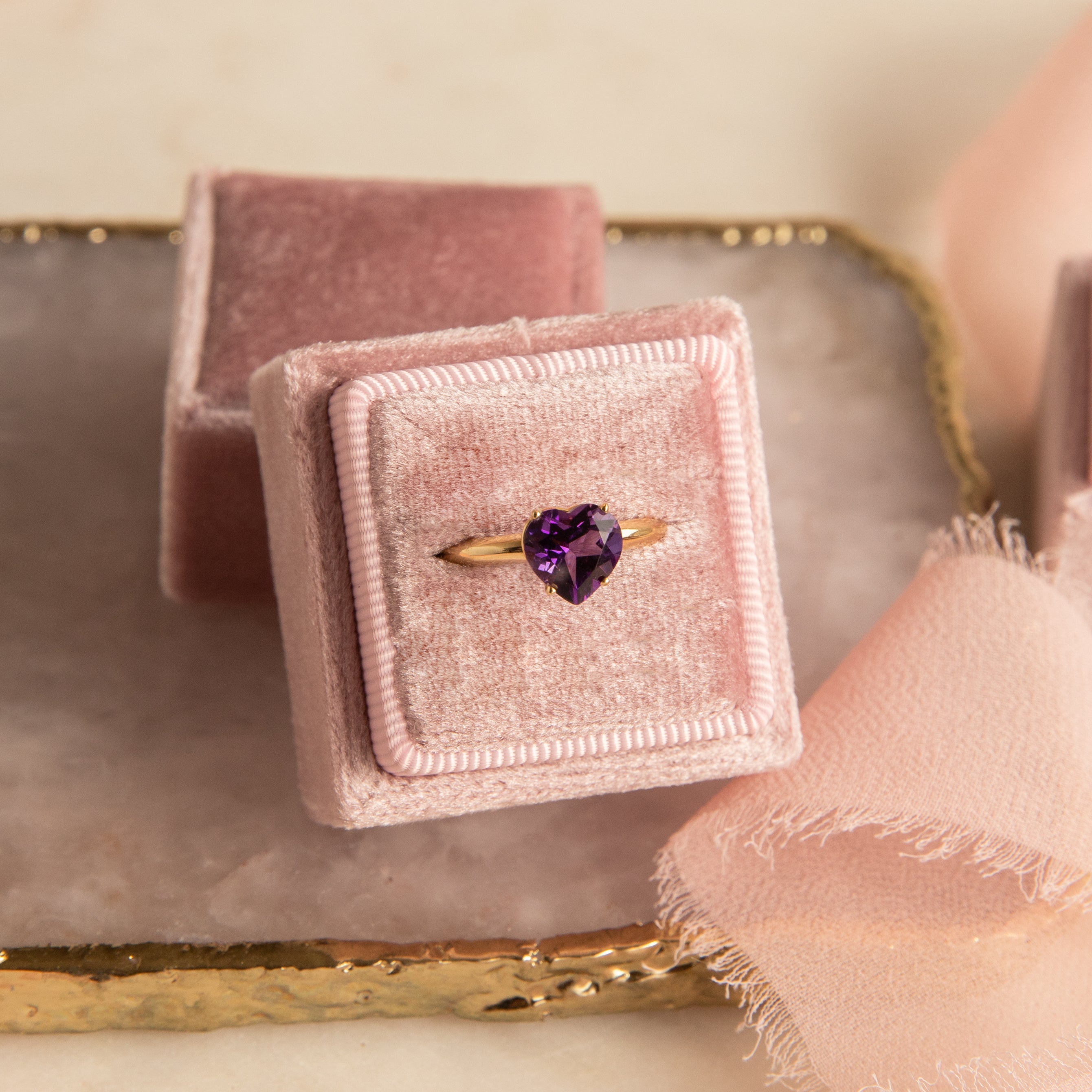 Amethyst Heart Birthstone Ring