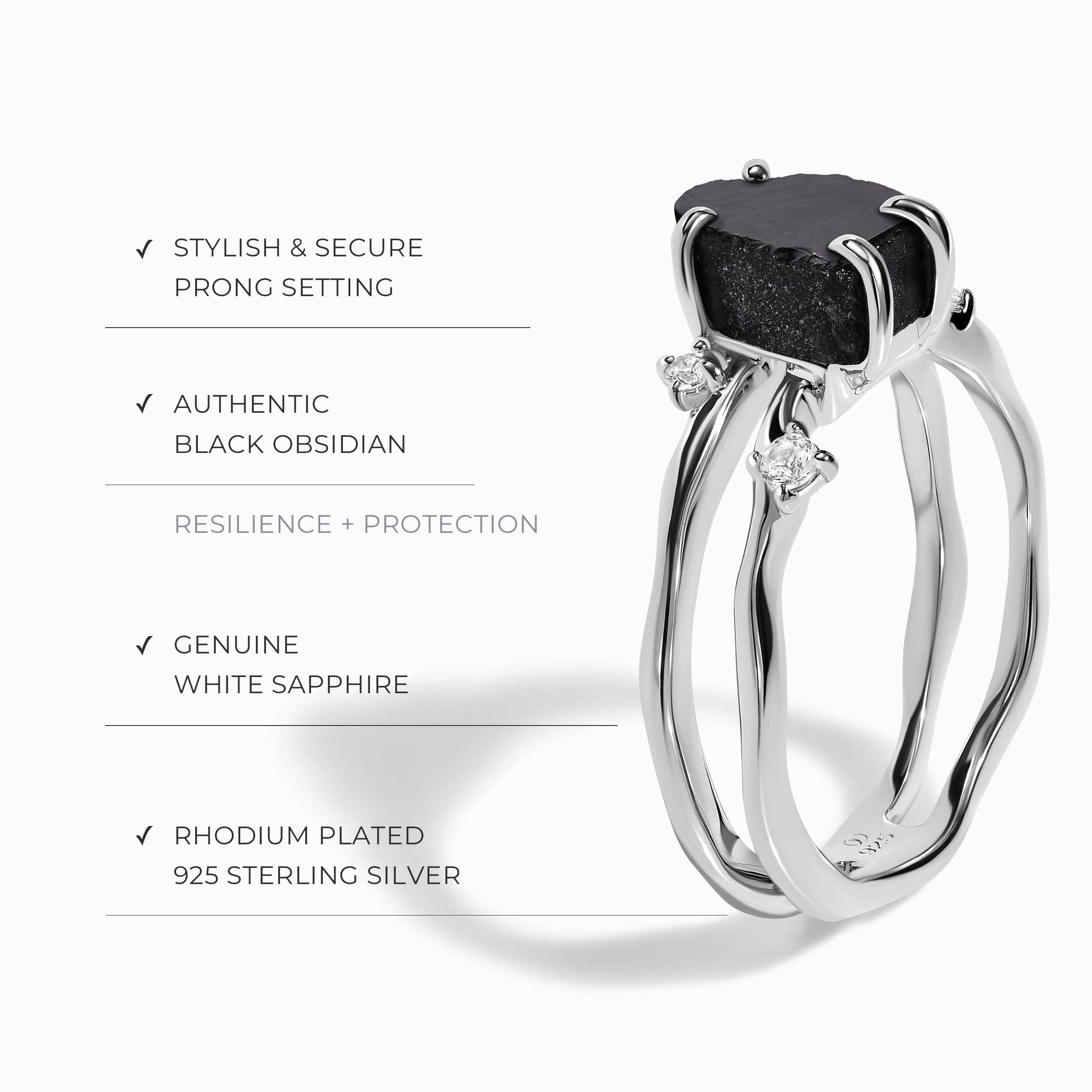 Black Onyx & Obsidian Dual Ring