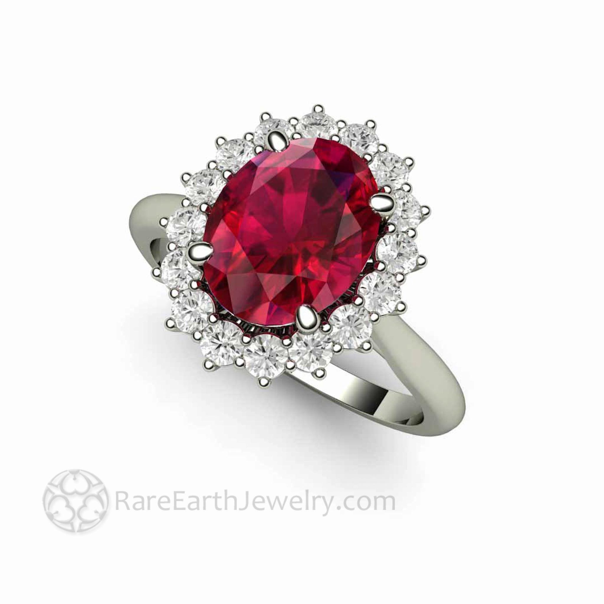 Ruby Ring Diamond Cluster