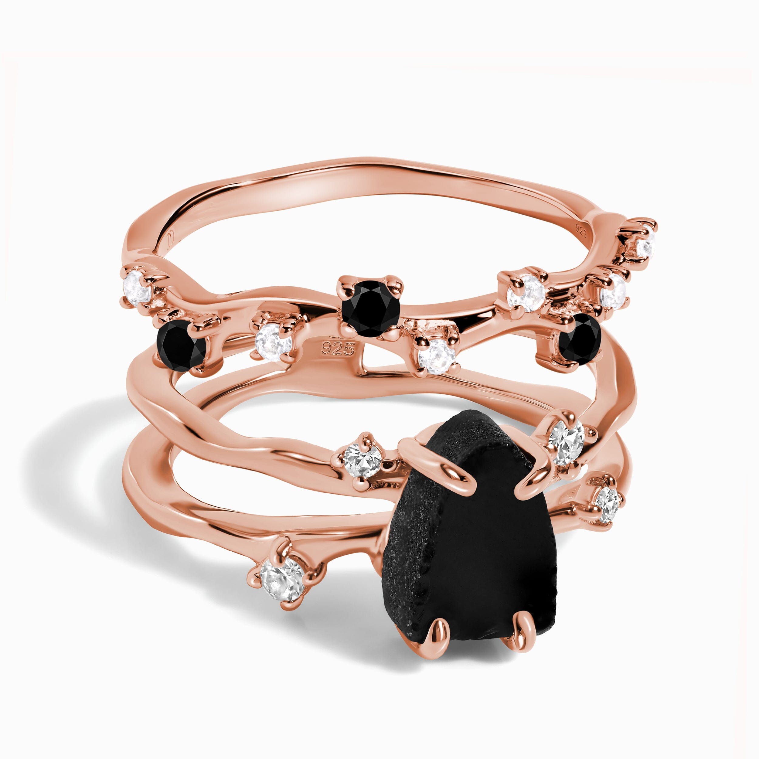 Black Onyx & Obsidian Dual Ring