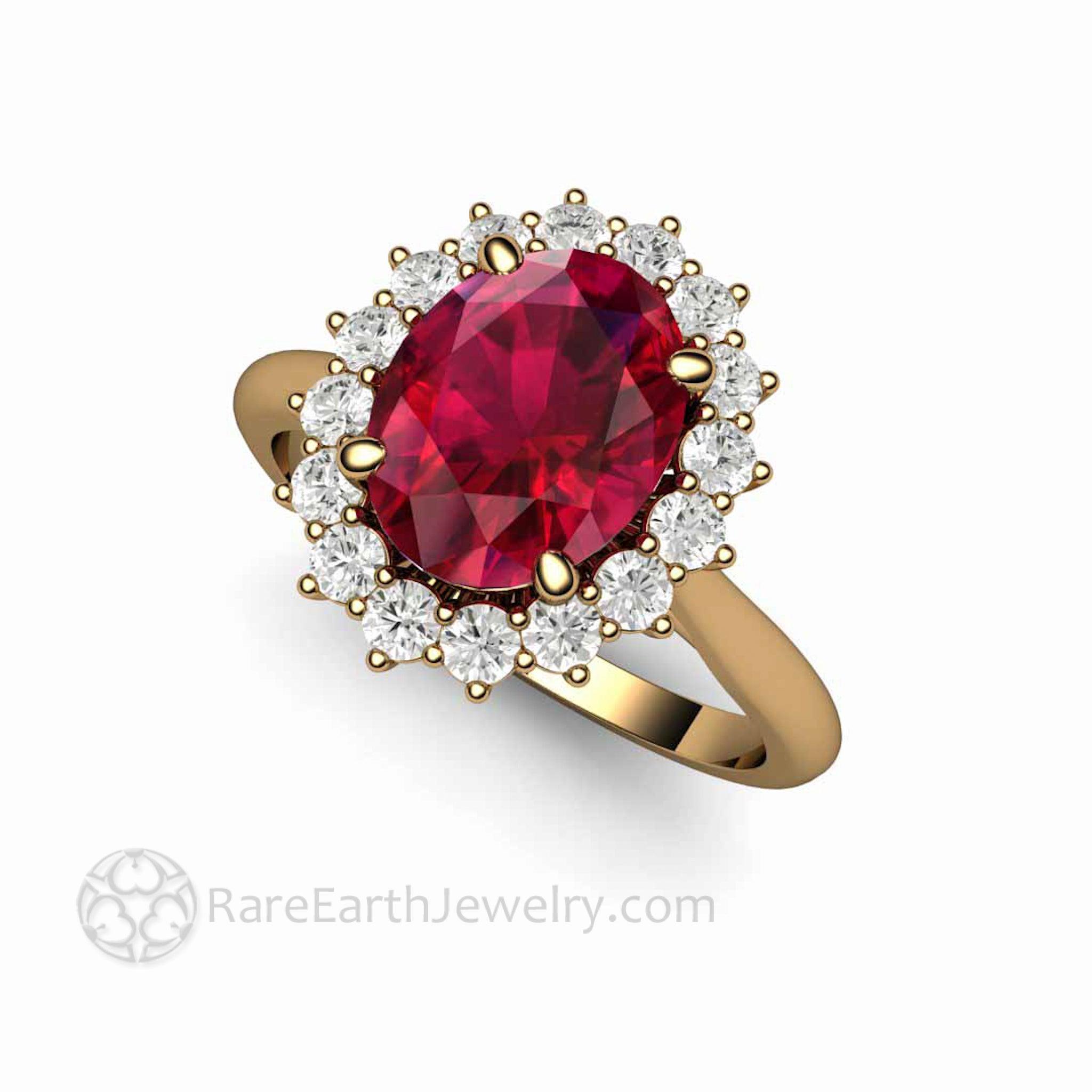 Ruby Ring Diamond Cluster