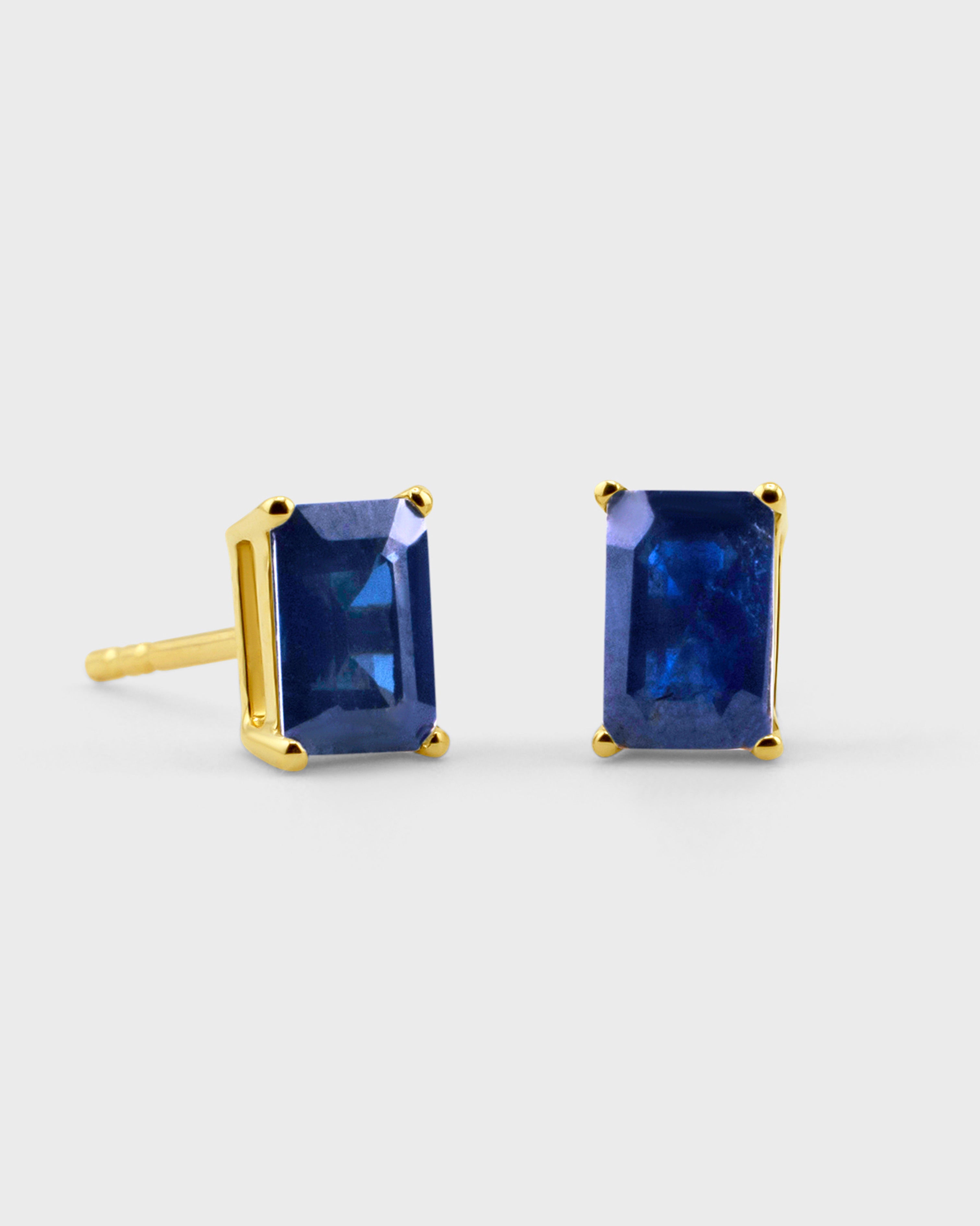 Emerald Cut Sapphire Studs