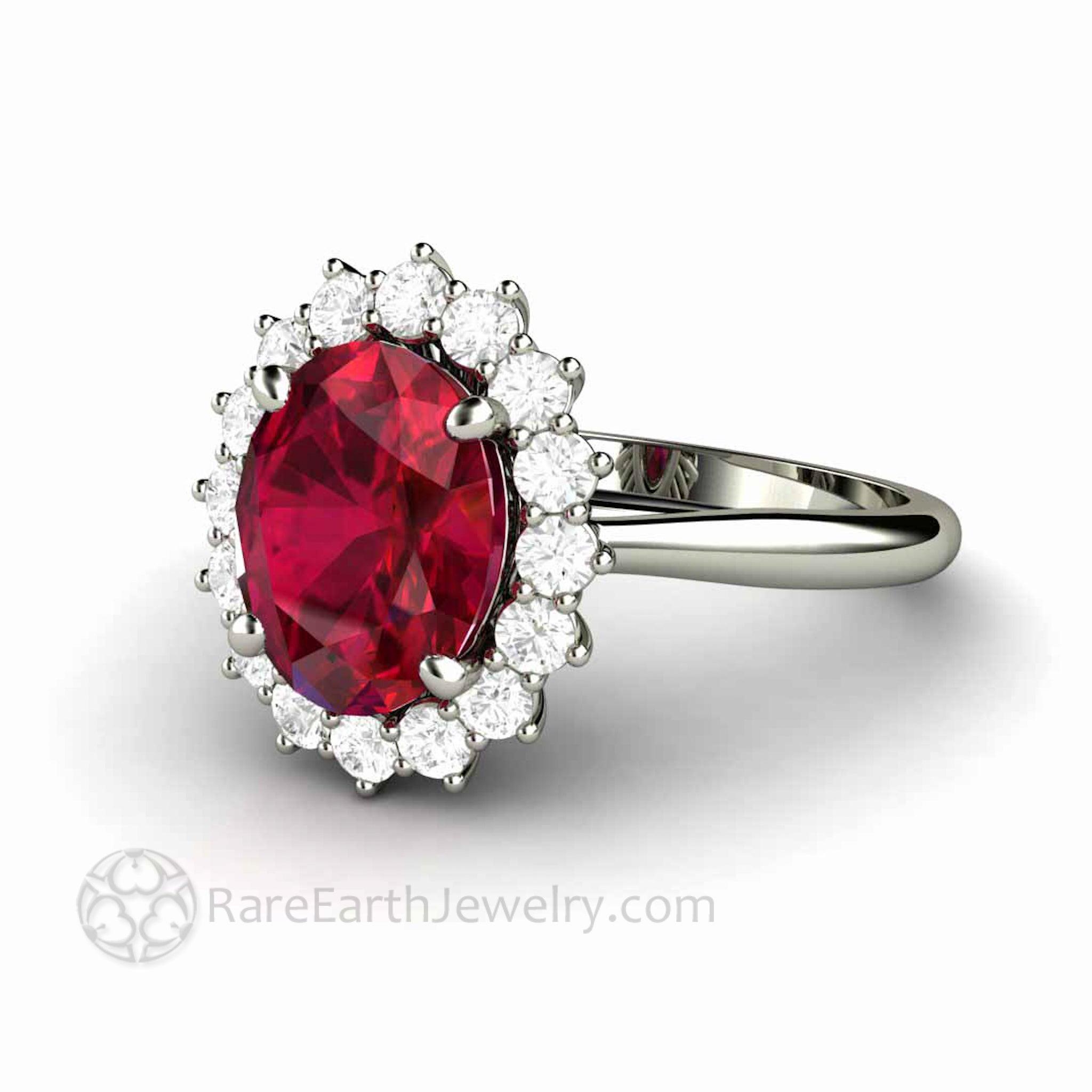 Ruby Ring Diamond Cluster