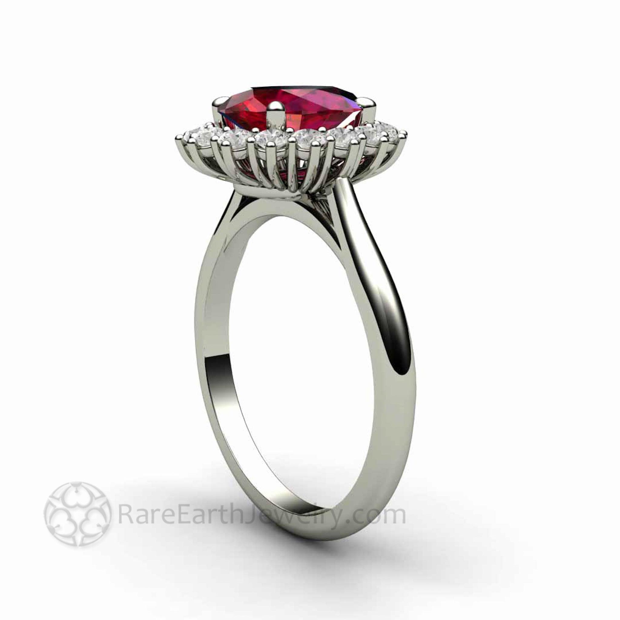Ruby Ring Diamond Cluster