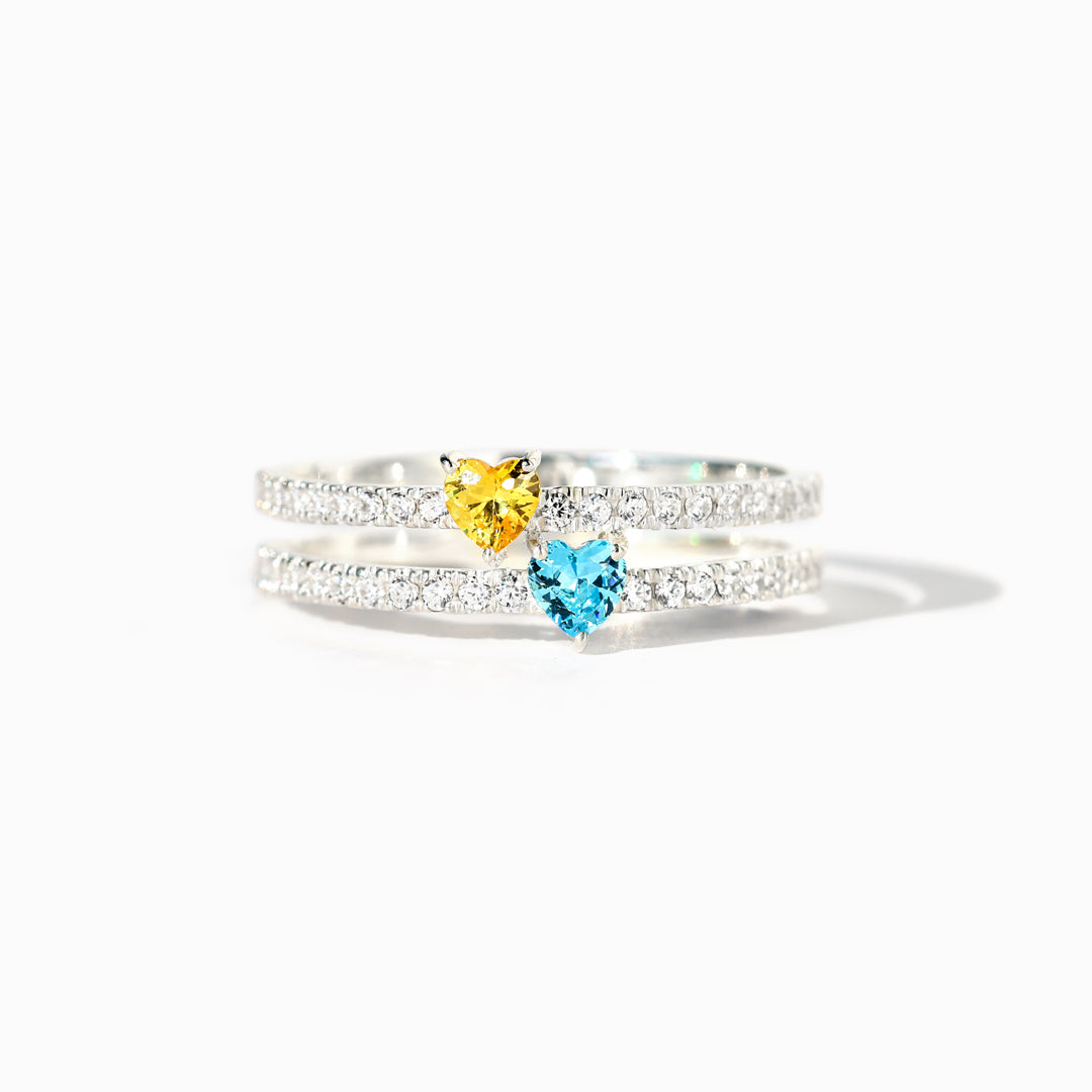 Heartfelt Birthstone Duo Ring