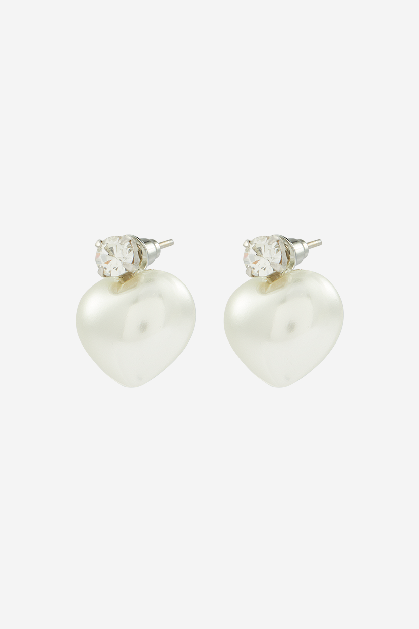 Lustrous Pearl Love Stud Earrings
