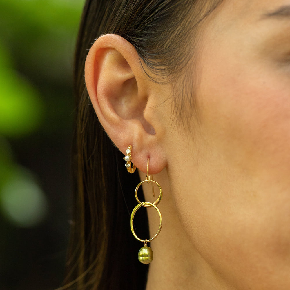 Pistachio Pearl Hoop Earrings Detail