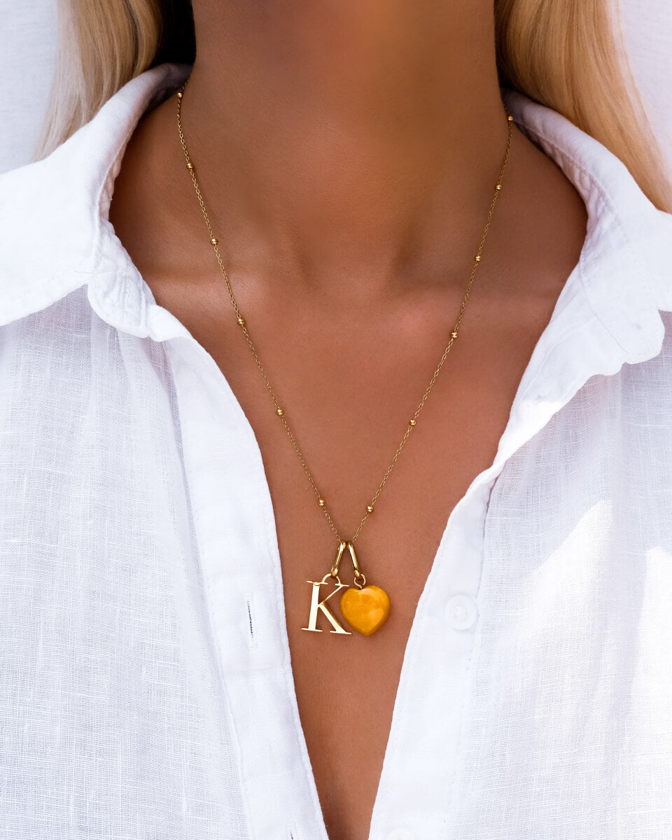 Golden Birthstone Initial Necklace