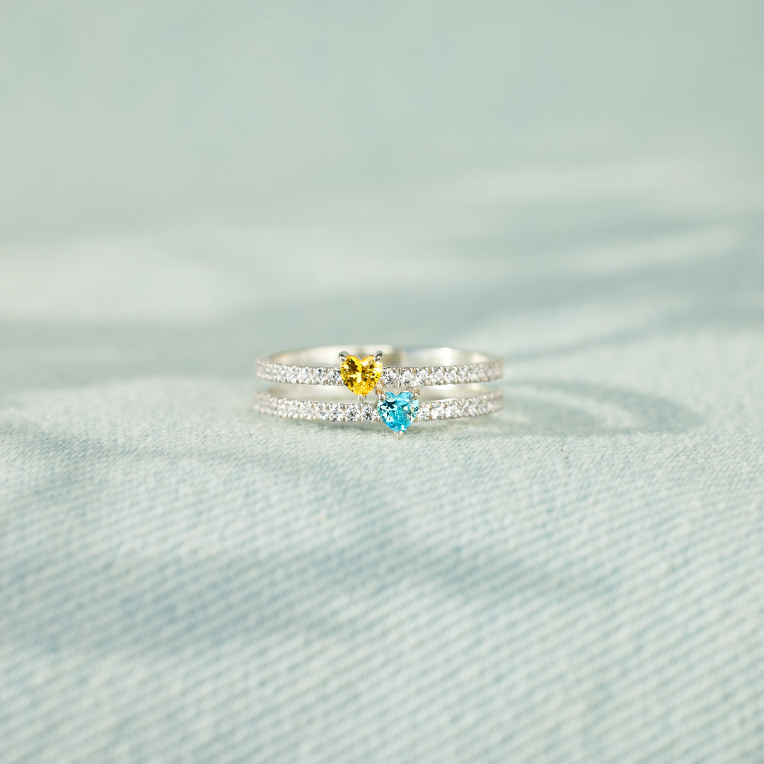 Heartfelt Birthstone Duo Ring