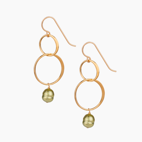 Pistachio Pearl Hoop Earrings