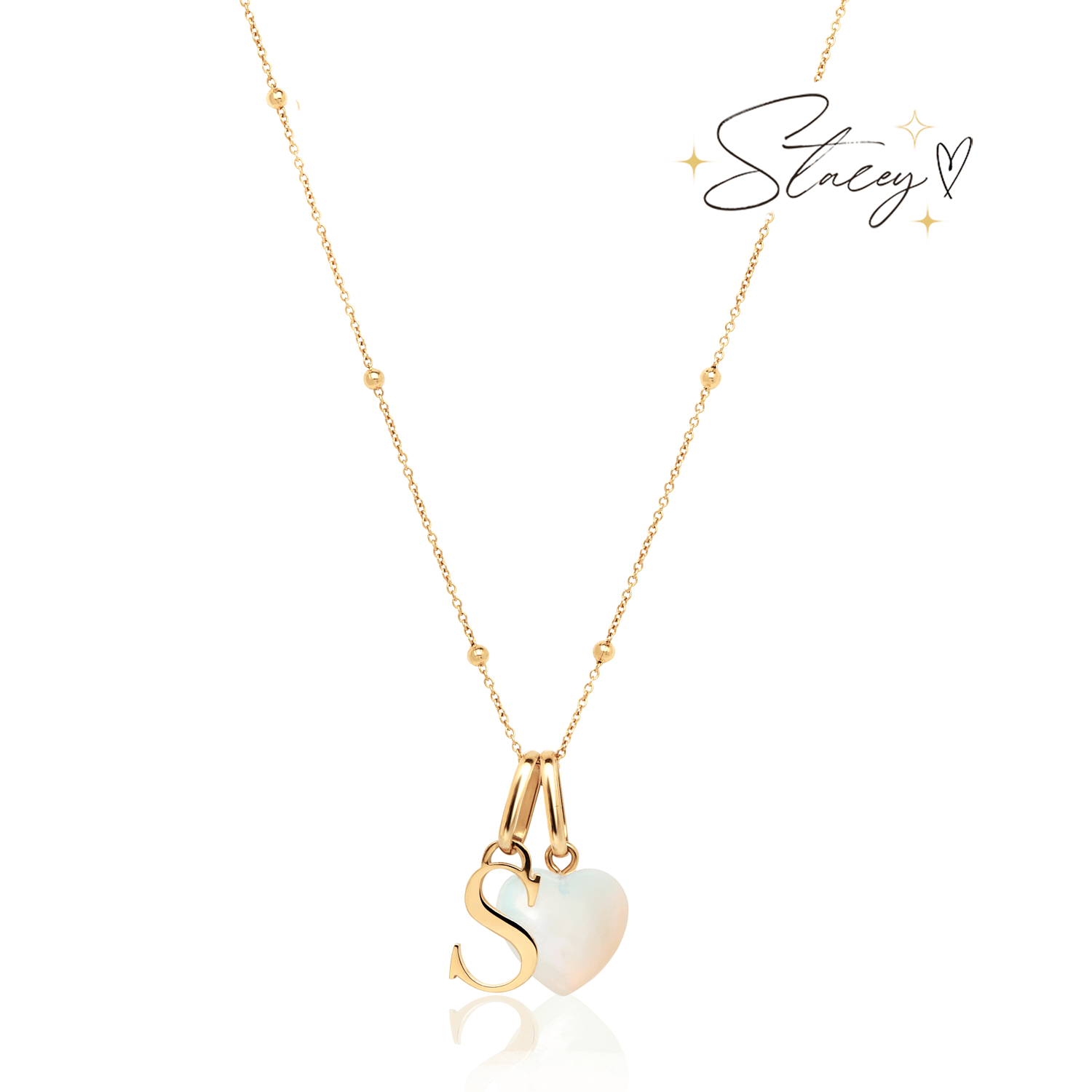 Golden Birthstone Initial Necklace