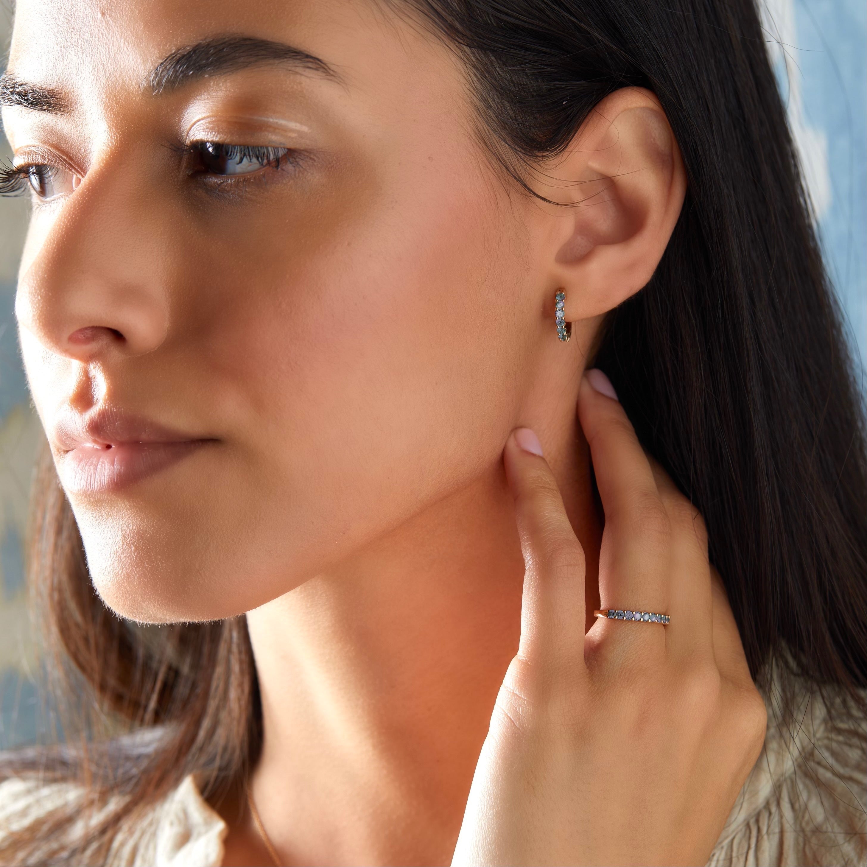 Mystic Glow Alexandrite Hoop Earrings
