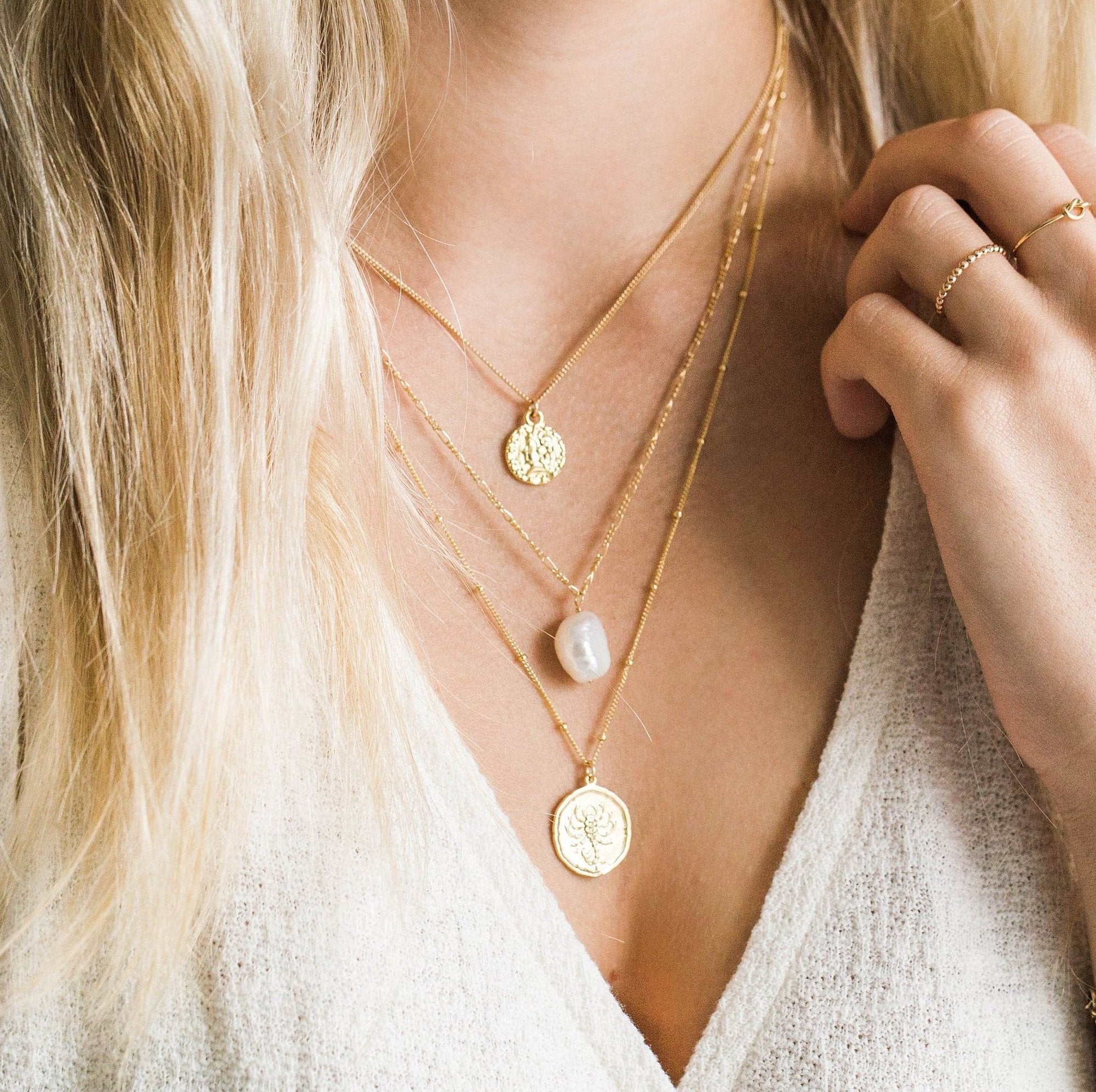 Gold Pearl Necklace