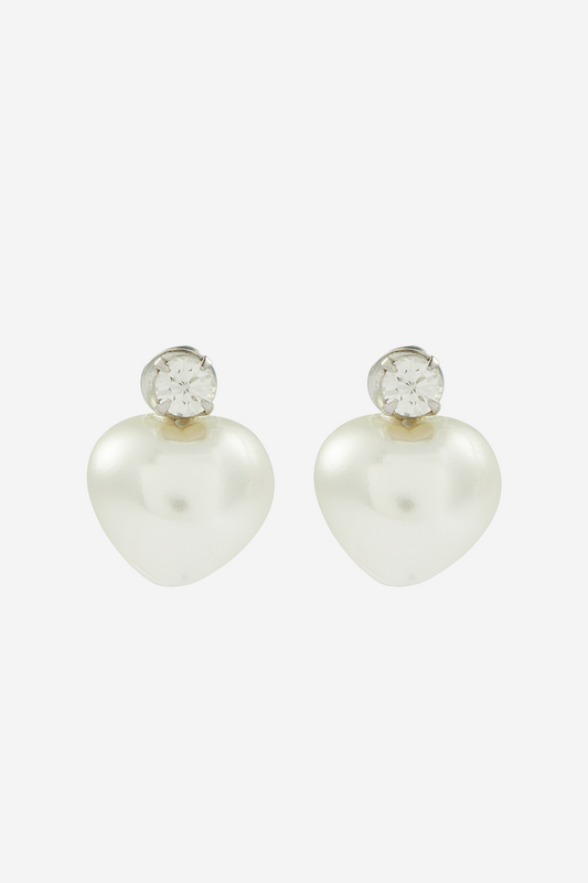 Lustrous Pearl Love Stud Earrings