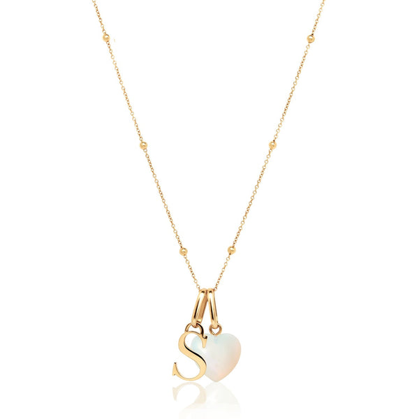 Golden Initial Pearl Necklace