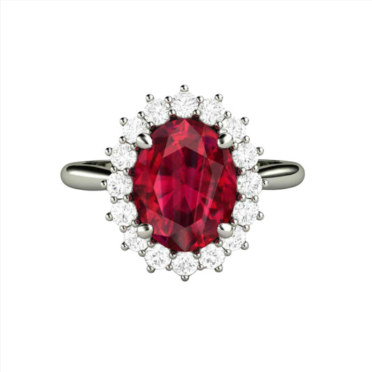 Ruby Ring Diamond Cluster