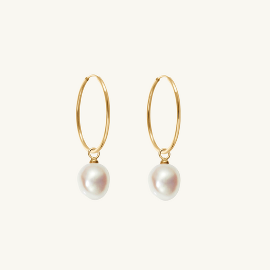 Charming Pearl Hoops