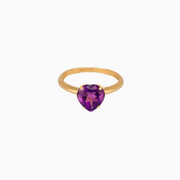 Amethyst Heart Birthstone Ring