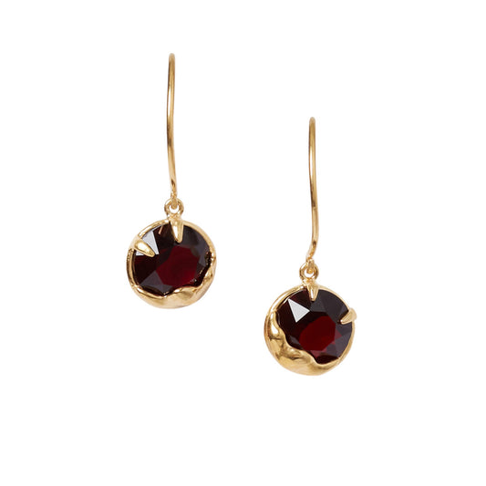 Golden Birthstone Garnet Earrings