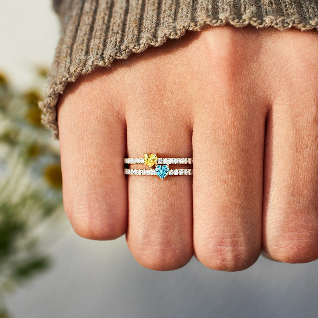 Heartfelt Birthstone Duo Ring