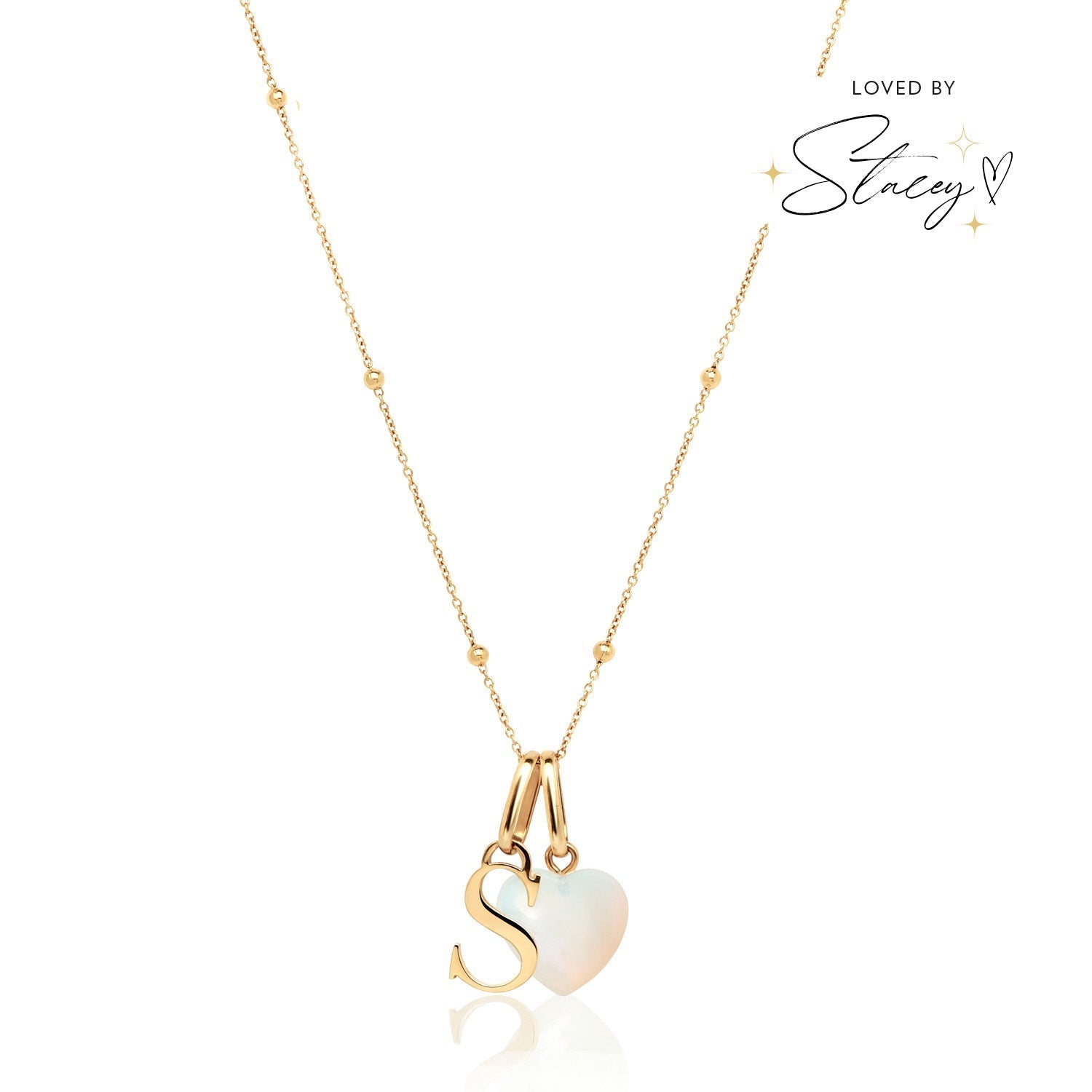 Golden Initial Pearl Necklace