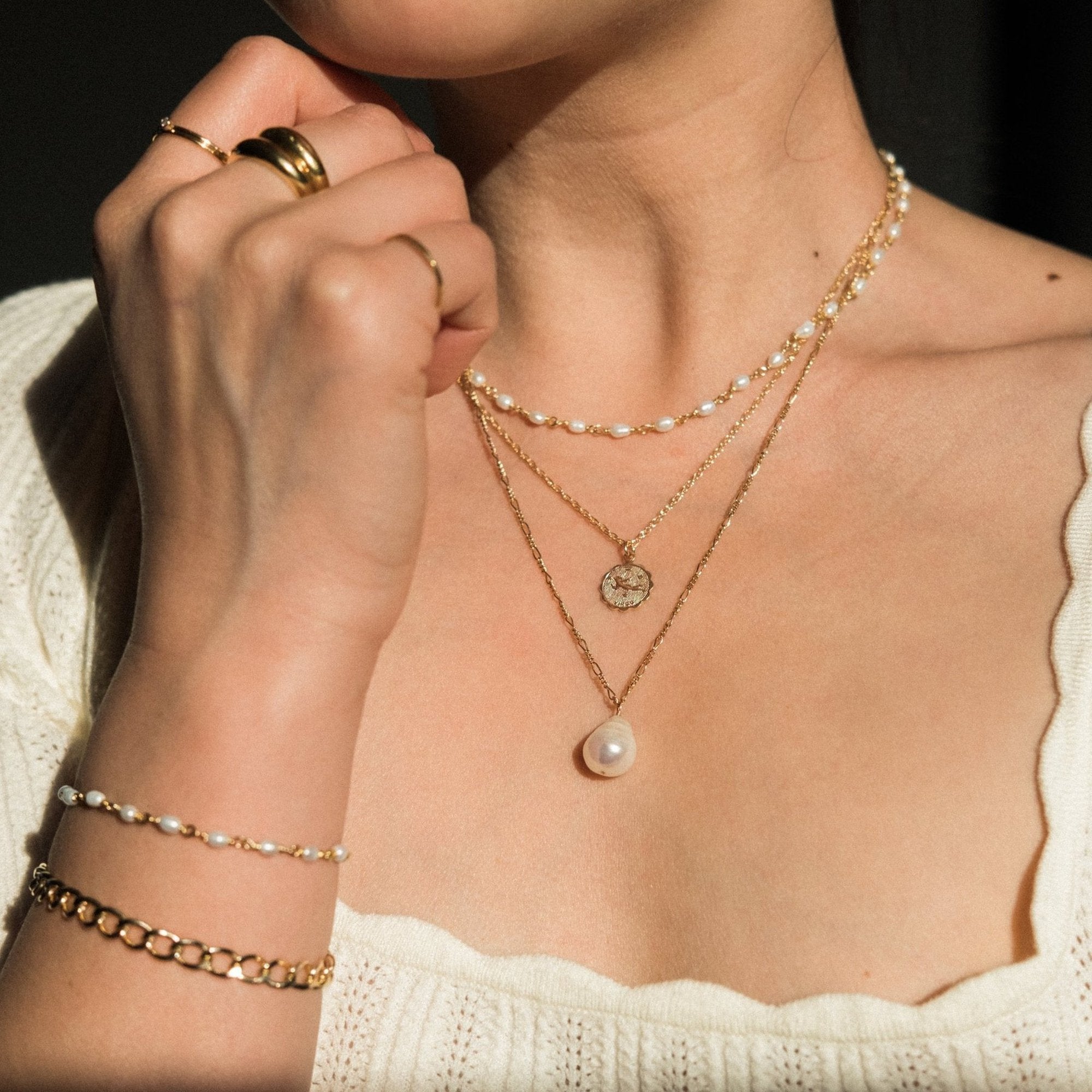 Gold Pearl Necklace