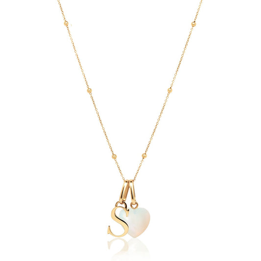 Golden Birthstone Initial Necklace