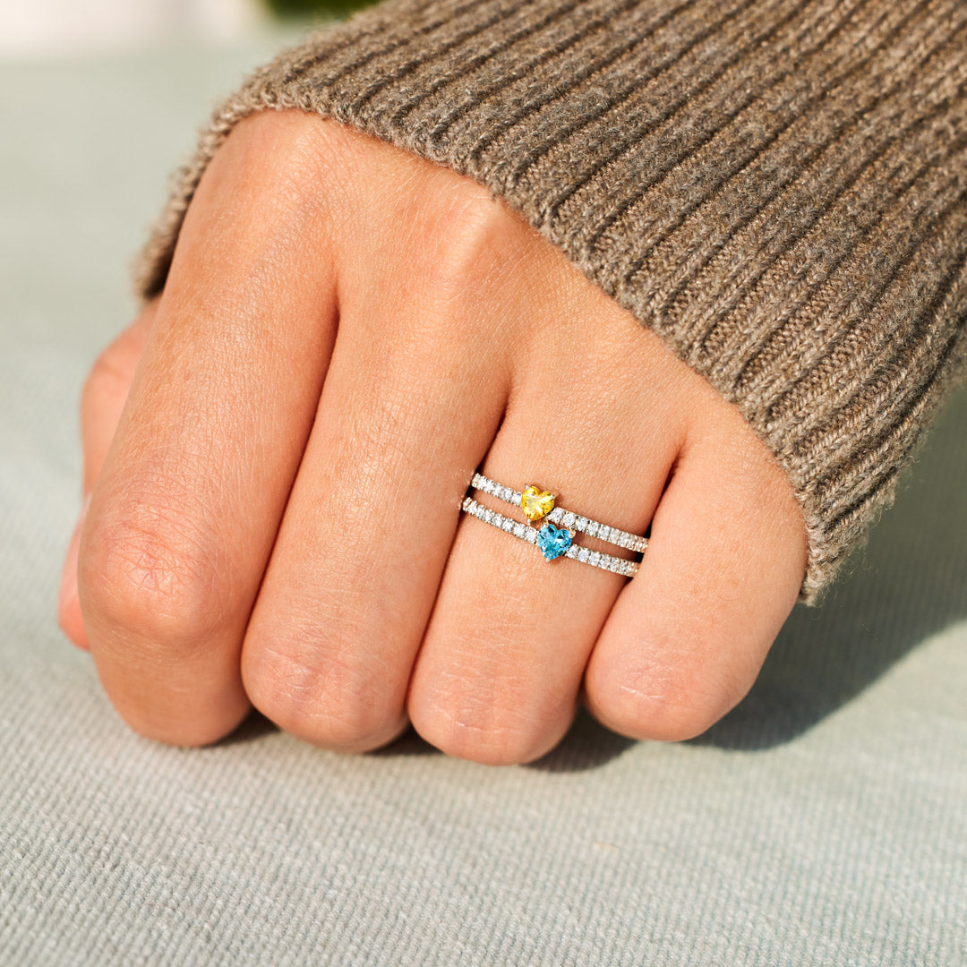 Heartfelt Birthstone Duo Ring
