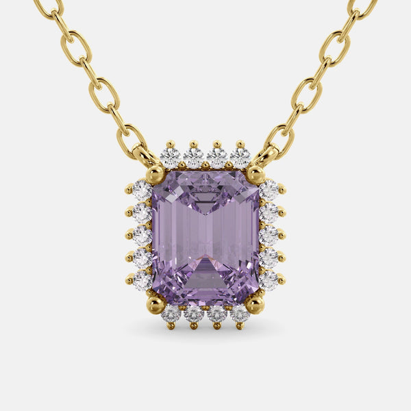 Dazzling Amethyst Halo Necklace