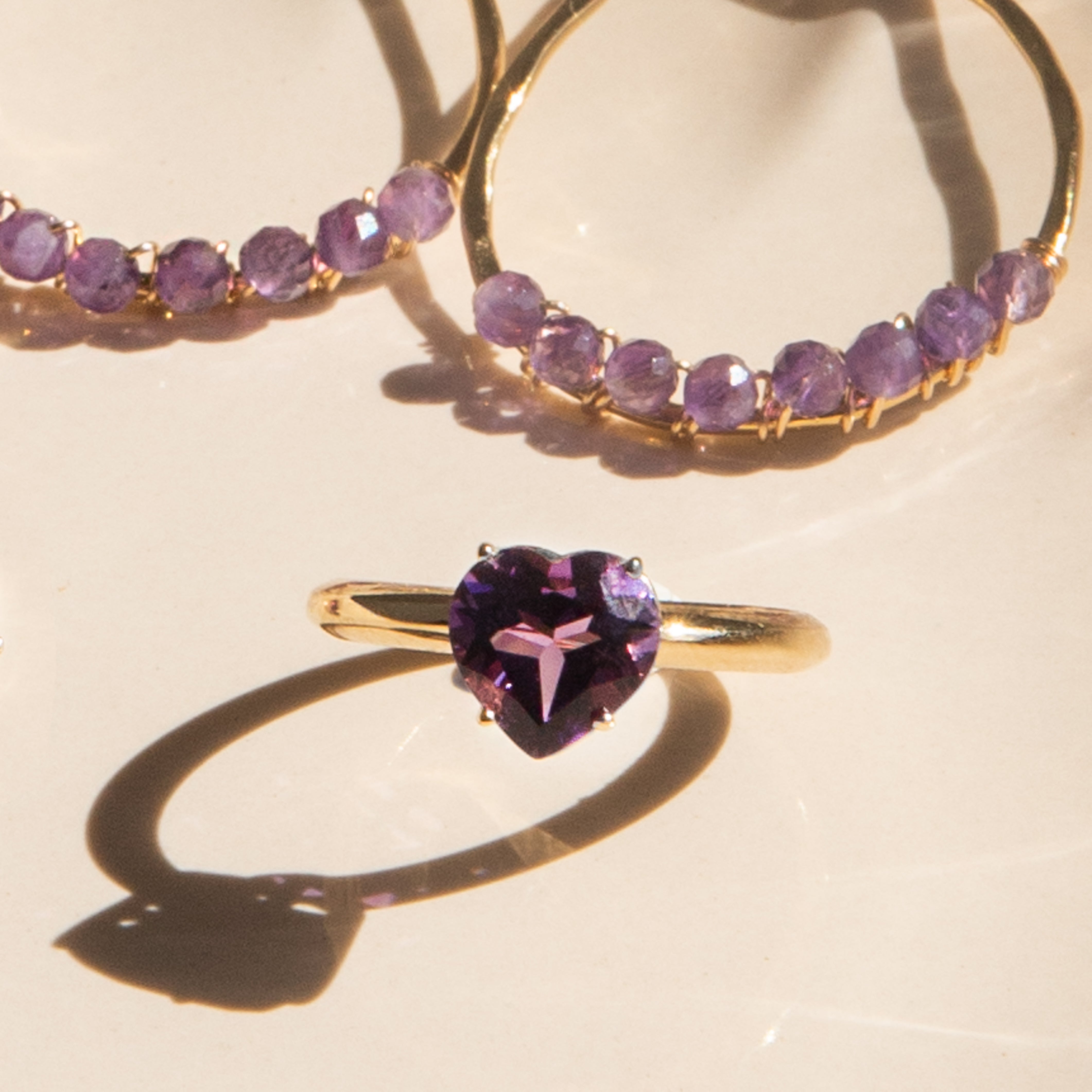 Amethyst Heart Birthstone Ring