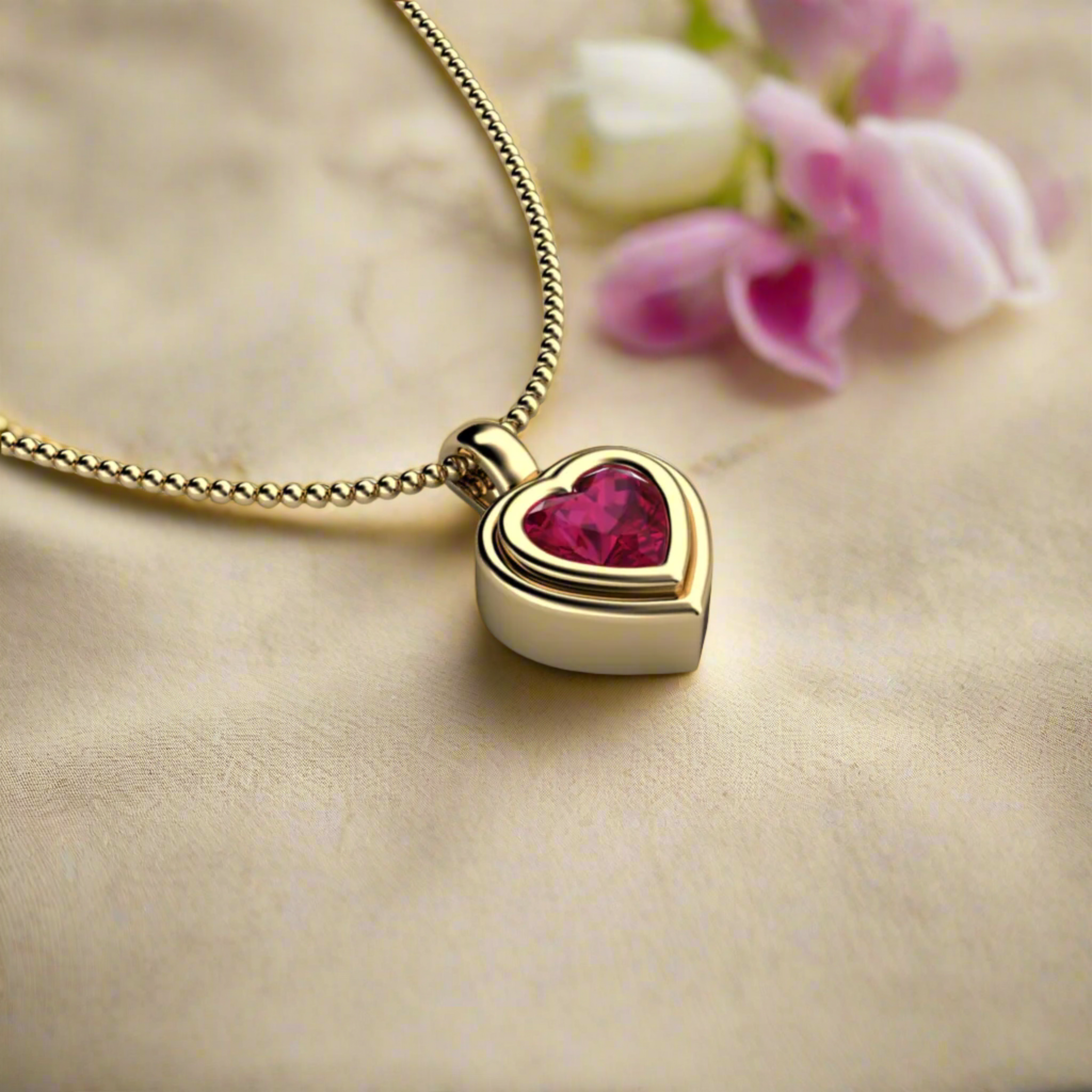 Sparkling Ruby Heart Pendant